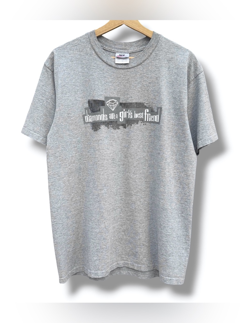Vintage Nike Basketball Diamonds T-Shirt Gray Size Medium 90s Y2K
